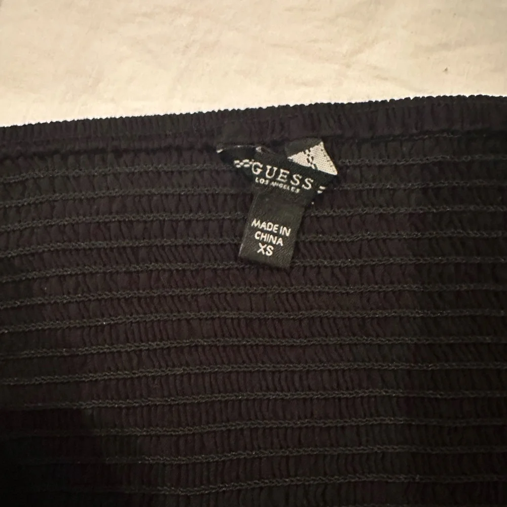 GUESS Womens Charissa Black Off-the-shoulder Knot-front Crop Top XS $58 - Picture 8 of 10